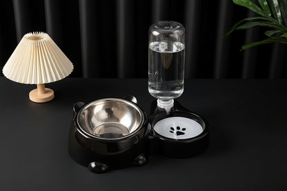 Ciotola Doppia per Animali con Distributore d’Acqua Inox