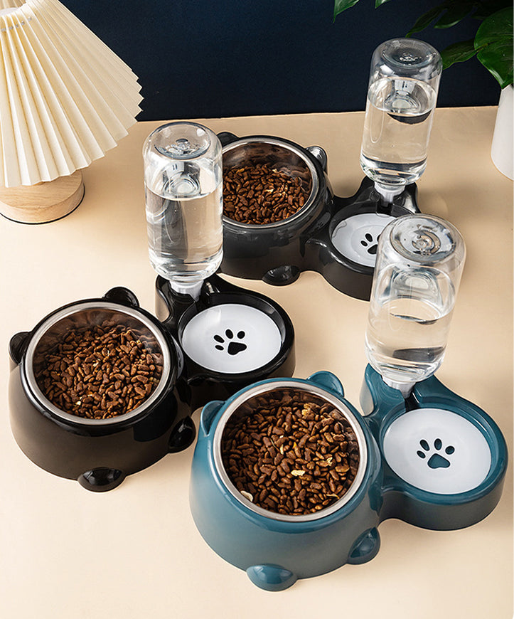 Ciotola Doppia per Animali con Distributore d’Acqua Inox