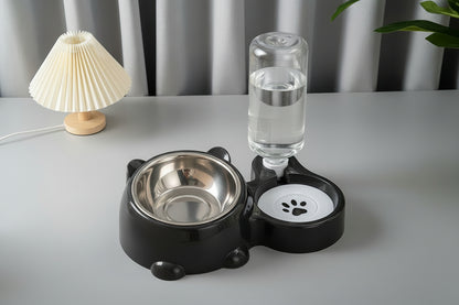 Ciotola Doppia per Animali con Distributore d’Acqua Inox